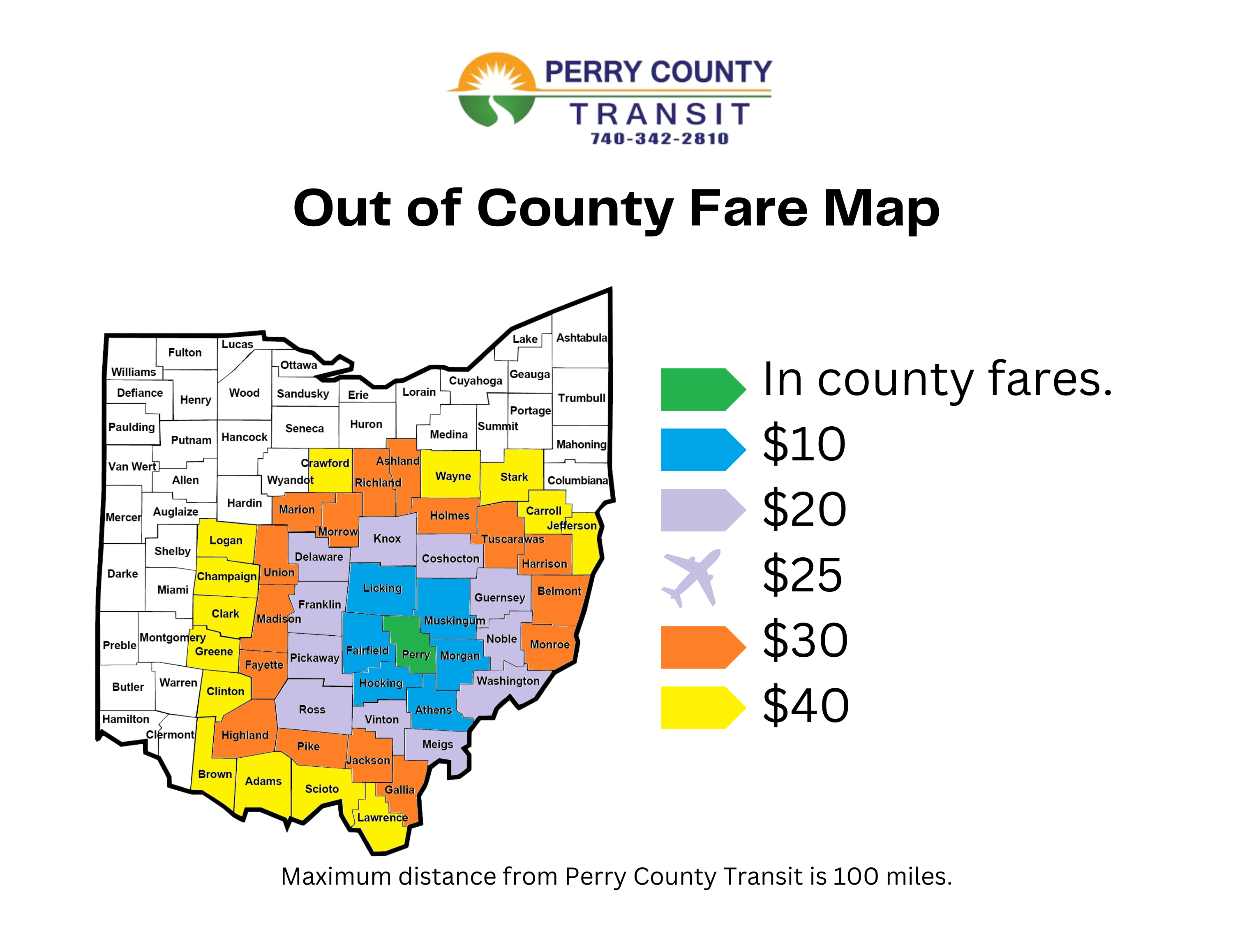 OUT OF COUNTY FARES ad